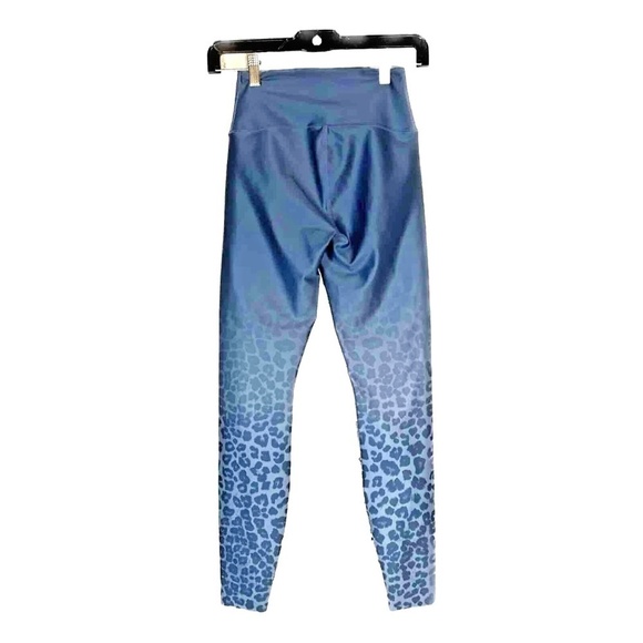Good American High Waisted Ombré Leopard Print Leggings Satin Blue - Picture 4 of 12